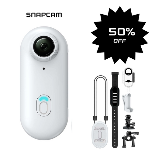 SNAPCAM – Mini Action Camera 4K (1080P) + Action Pack (ink 64GB SD kort)